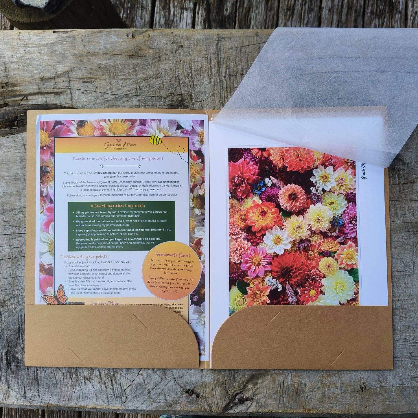 Stunning Dahlia flatlay photo taken by Gracie-Mae Photography.