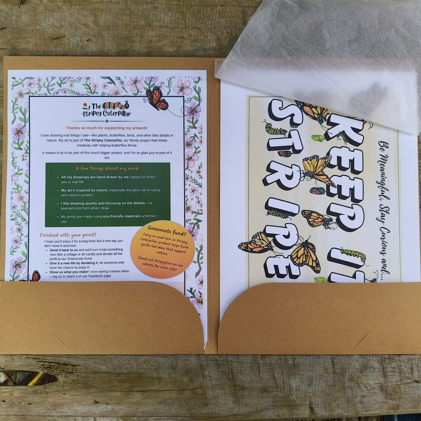 Hand-drawn butterfly art print by Milly – available in A4, A3 and A2.