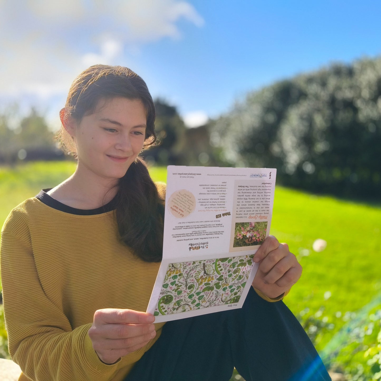 Hand-drawn NZ flora flatlay greeting card by Milly – blank inside