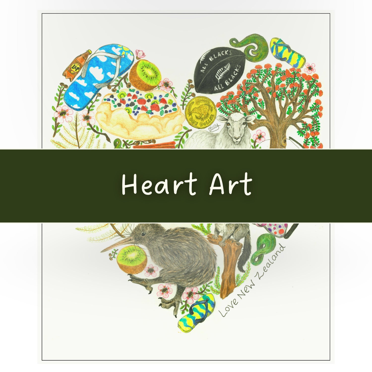 Heart-themed art by Milly from The Stripey Caterpillar