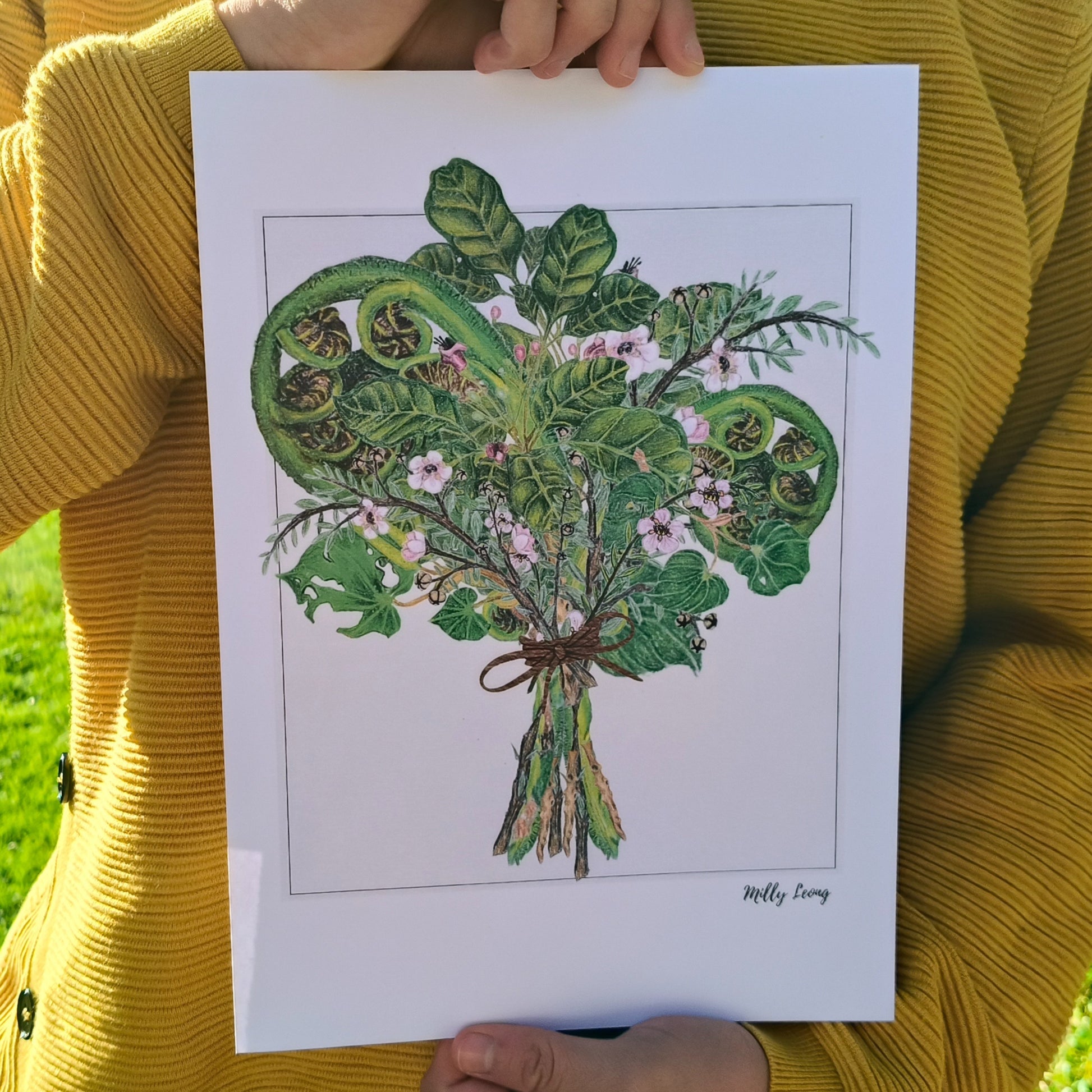 NZ native plant art print by Milly – hand-drawn in Aotearoa