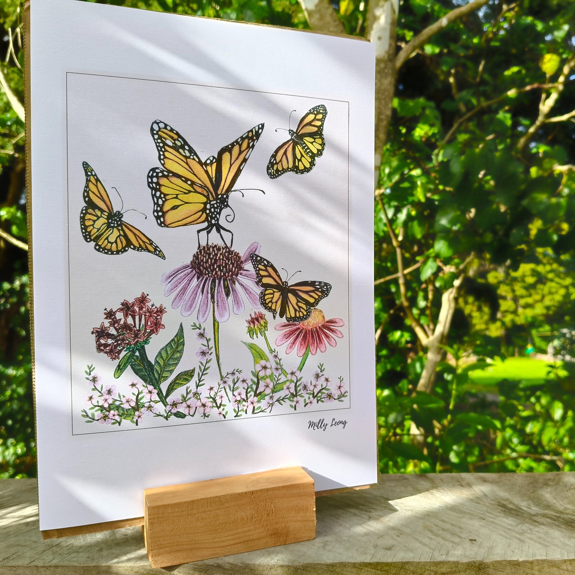 Hand-drawn butterfly art print by Milly – available in A4 and A3