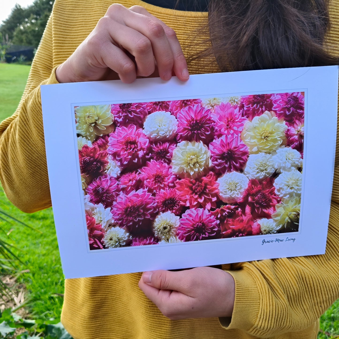 Soft Pink Dahlia flatlay photography by Gracie-Mae Photography.