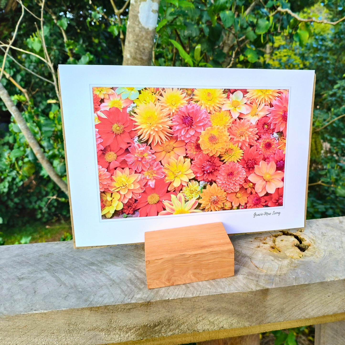 Sunset Delight flatlay art print by Gracie-Mae – available in A4, A3, A2