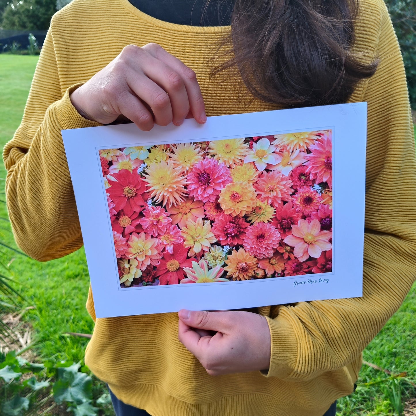 Sunset Delight flatlay art print by Gracie-Mae – available in A4, A3, A2