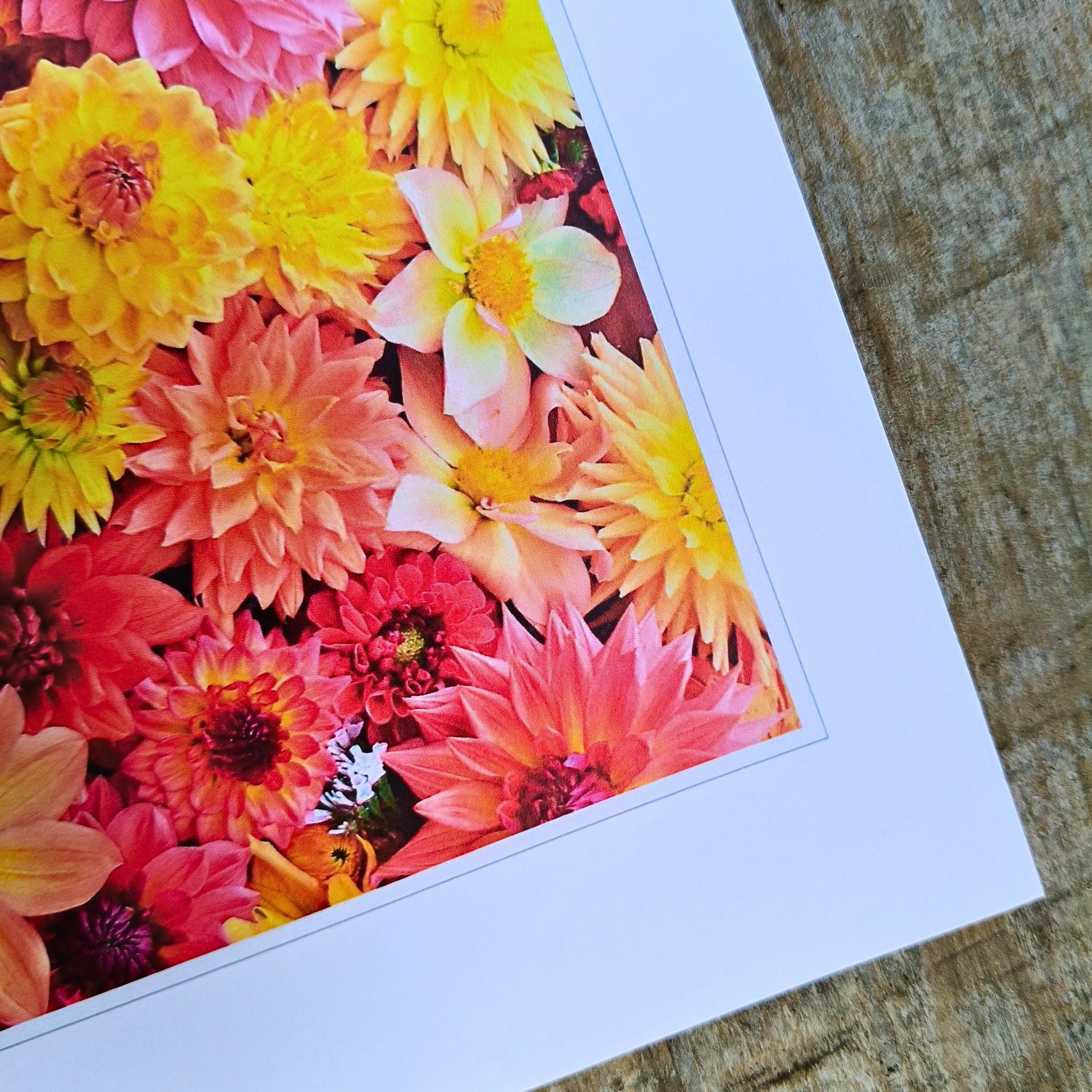 Sunset Delight flatlay art print by Gracie-Mae – available in A4, A3, A2