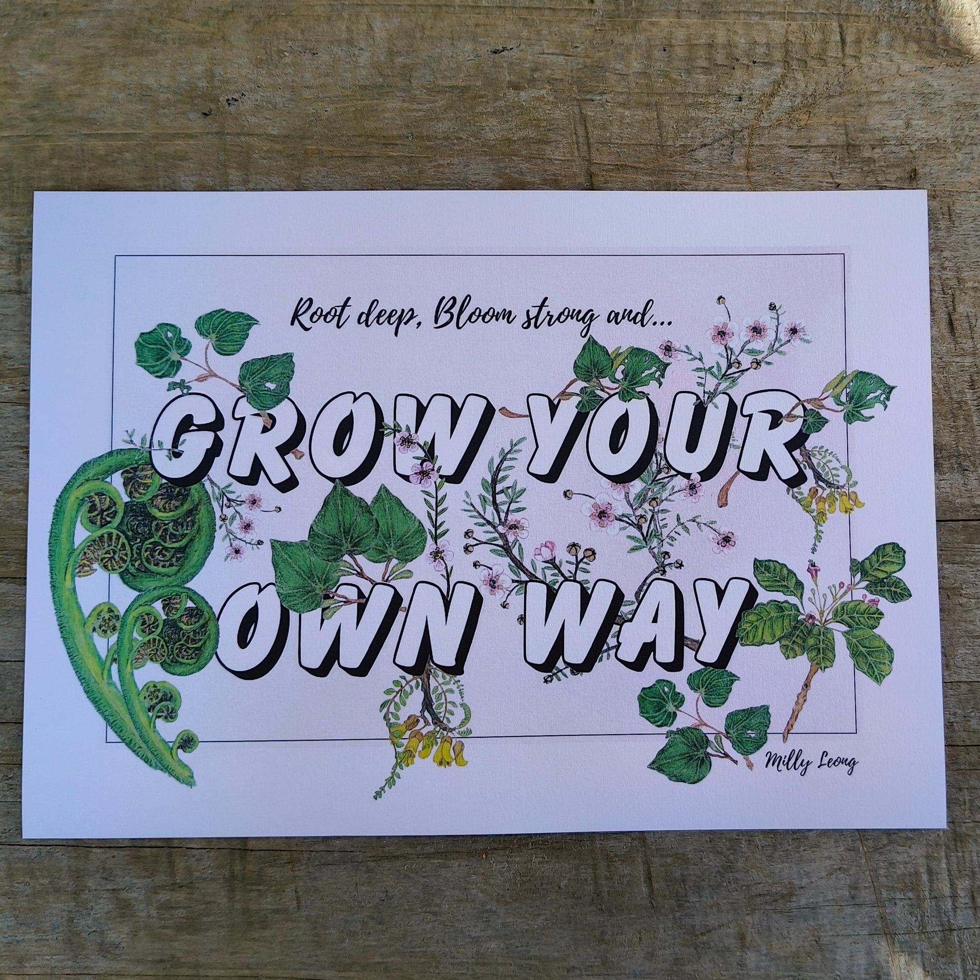 NZ native plant art print by Milly – hand-drawn in Aotearoa