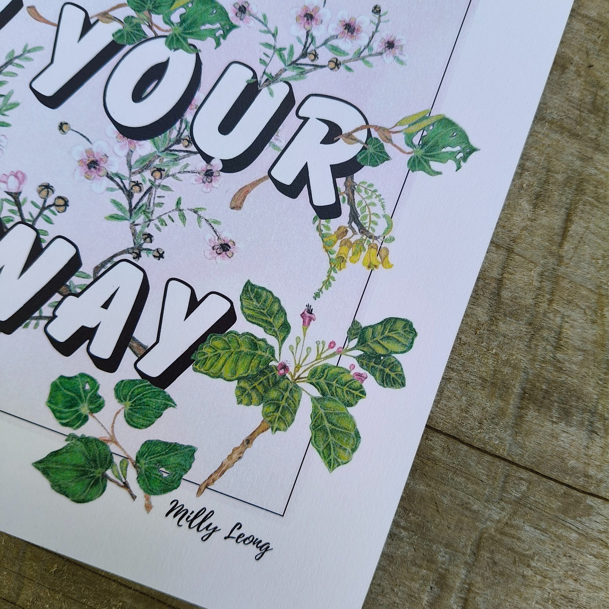 NZ native plant art print by Milly – hand-drawn in Aotearoa