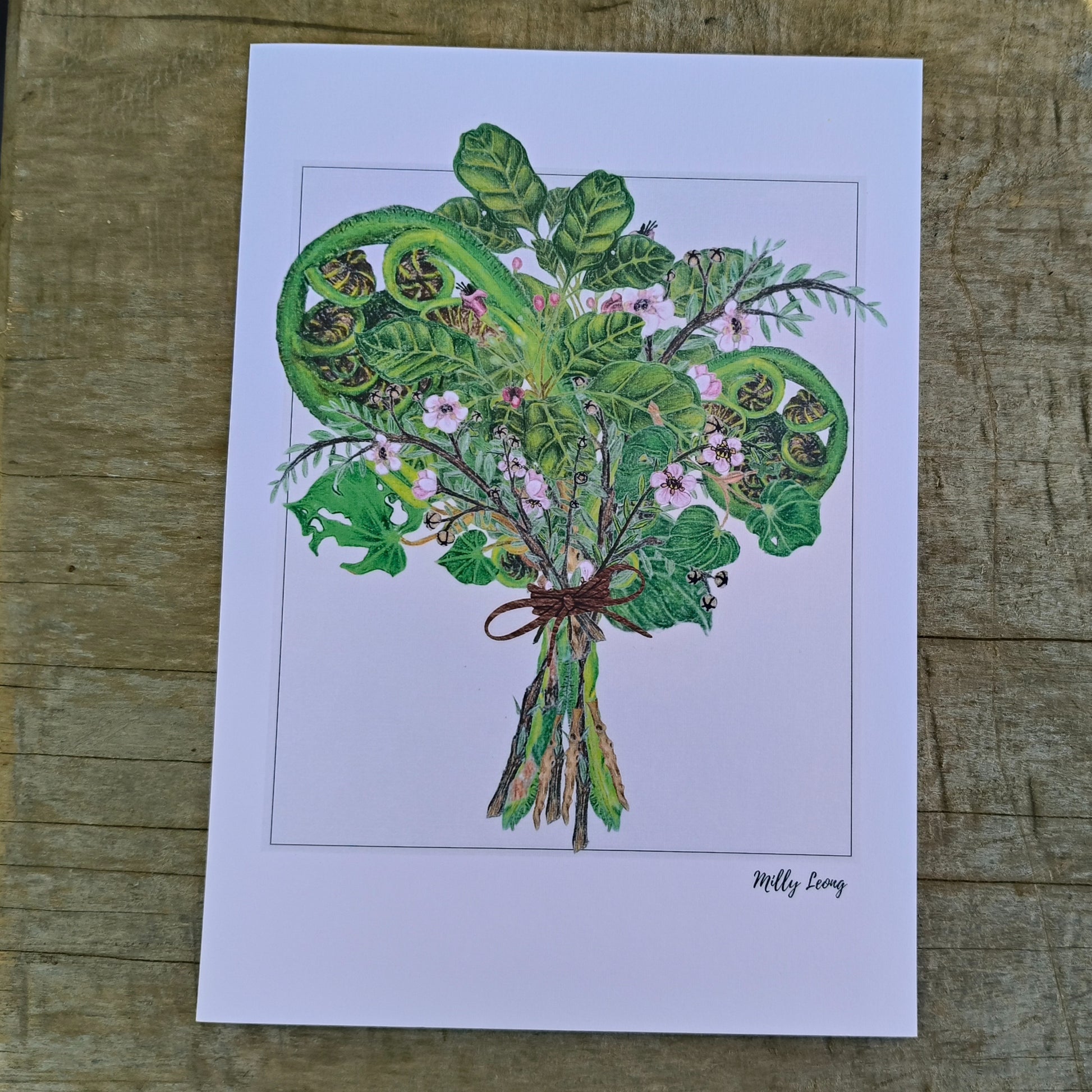 NZ native plant art print by Milly – hand-drawn in Aotearoa