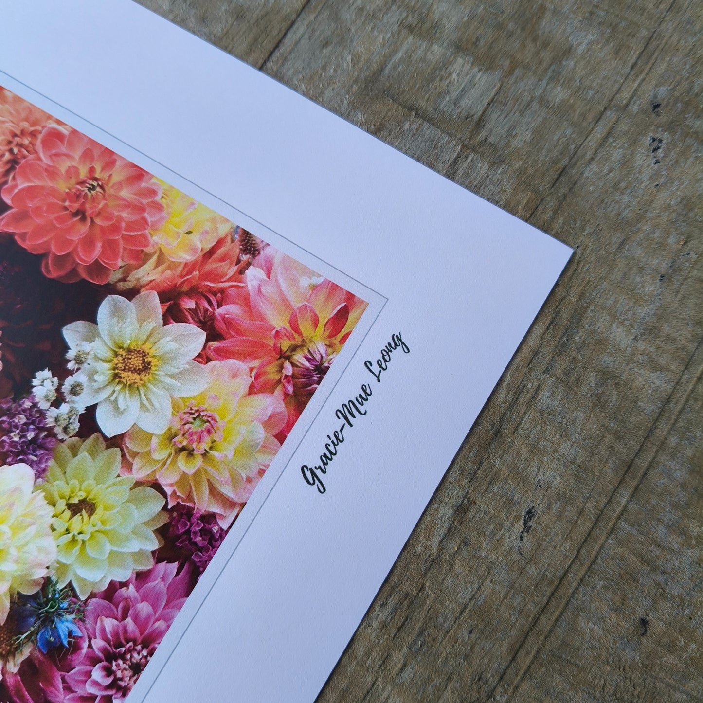 Stunning Dahlia flatlay photo taken by Gracie-Mae Photography.