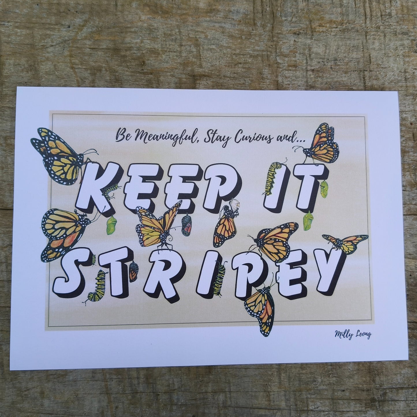 Hand-drawn butterfly art print by Milly – available in A4, A3 and A2.