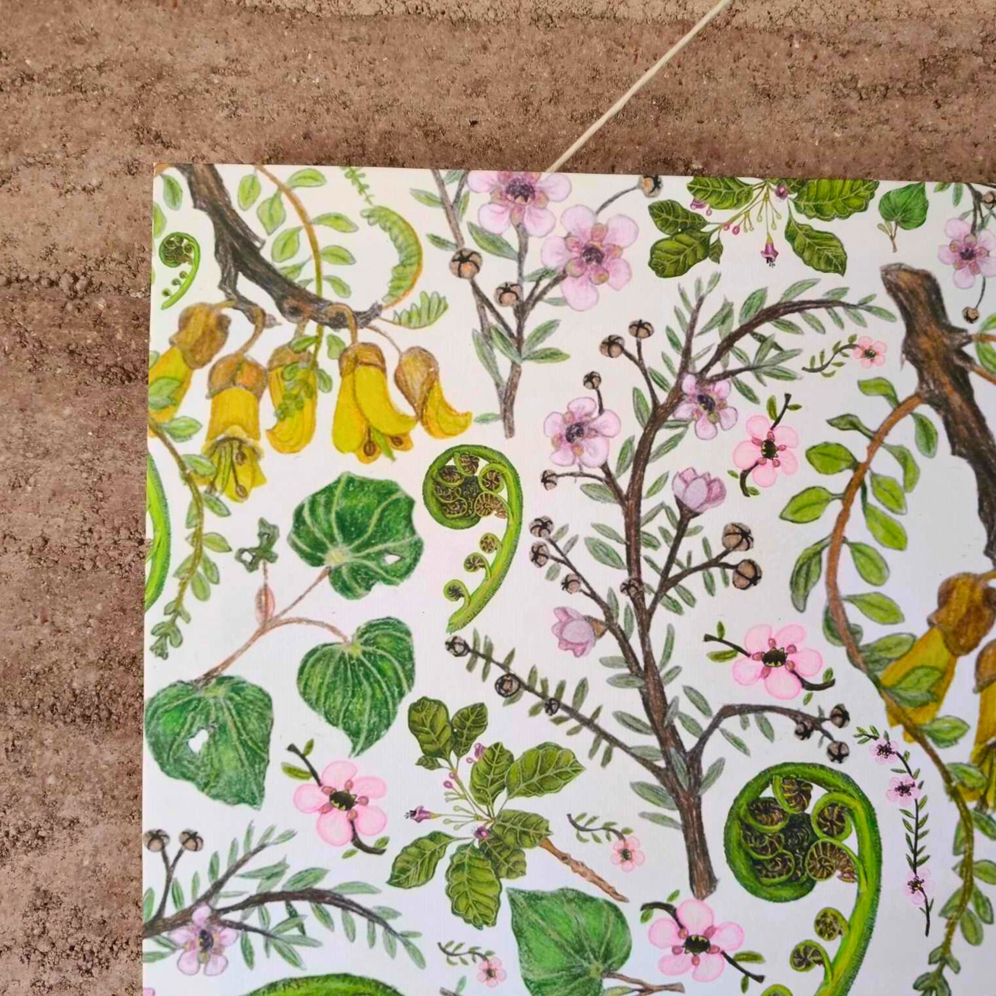 A close up of Milly's large flora canvas.