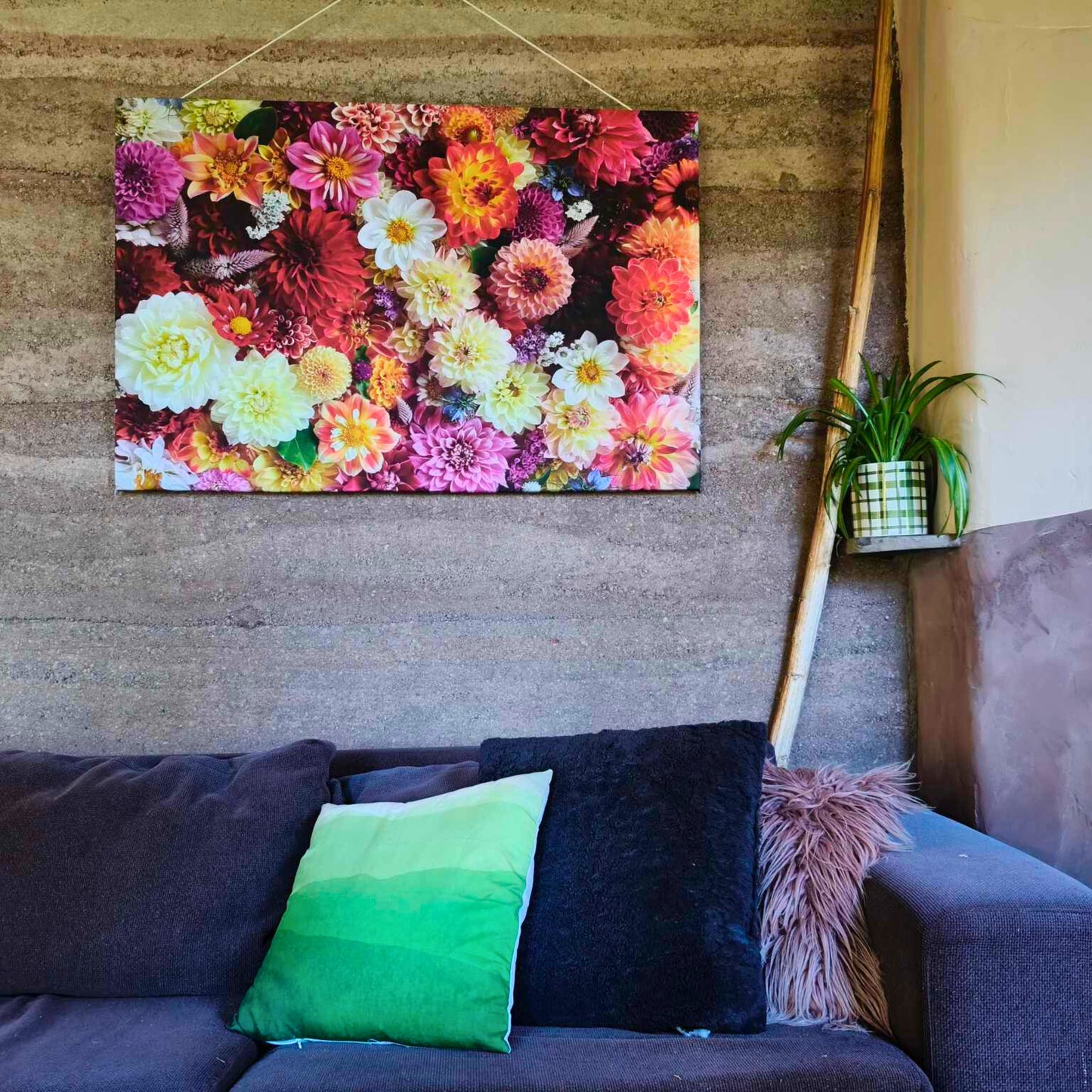 A stunning floral canvas with dahlias bred by Green Footed Kiwi