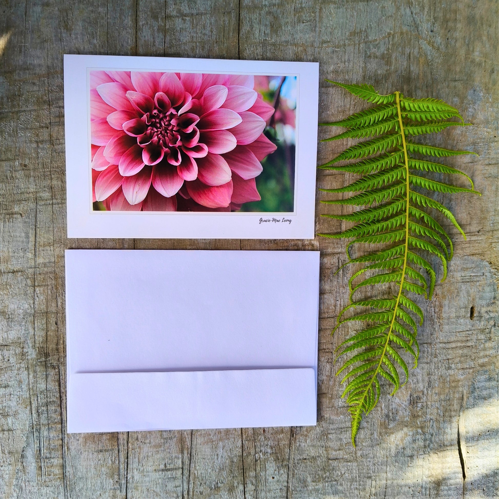 Greeting card featuring garden scene photography by Gracie-Mae – blank inside