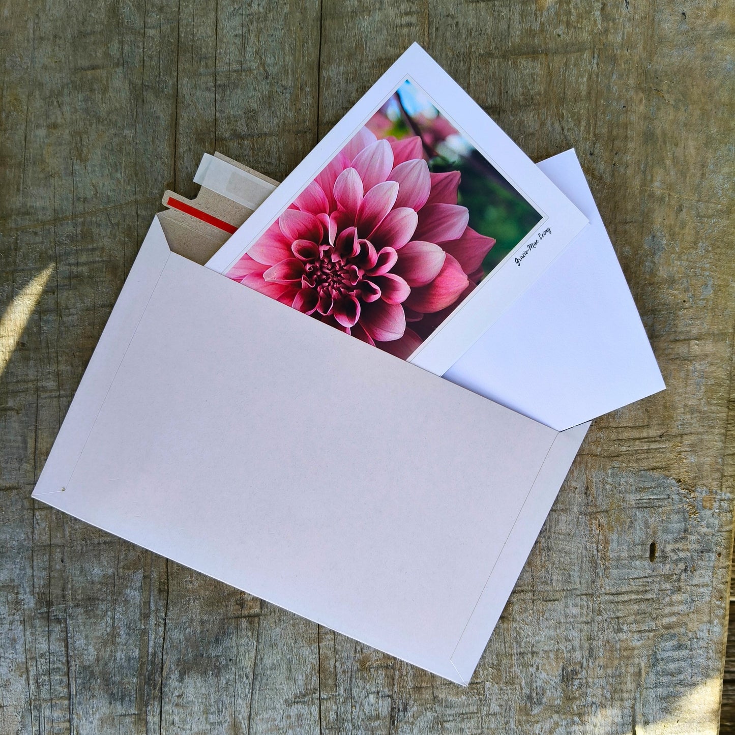 Greeting card featuring garden scene photography by Gracie-Mae – blank inside