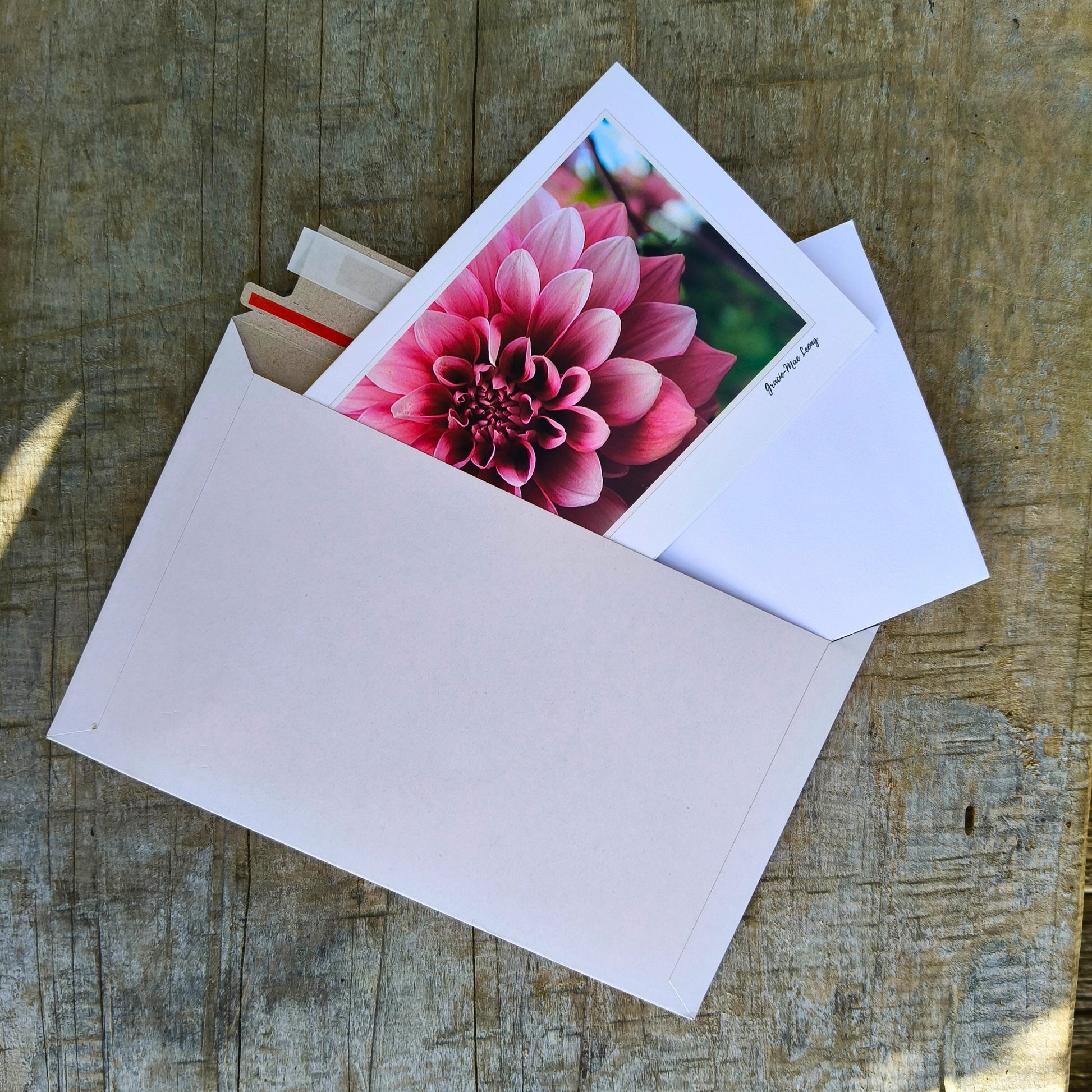 Greeting card featuring garden scene photography by Gracie-Mae – blank inside